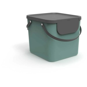 Cestino riciclaggio Rotho Albula verde (40 l) con coperchio grigio.