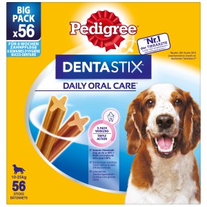 Pedigree DentaStix Multipack per cani medi, 56 pezzi. Snack dentali per denti sani.