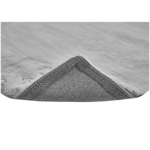 Tappeto grigio Loano (160x230 cm) con texture morbida e bordo tessuto. Tappeto moderno per spazi abitativi.