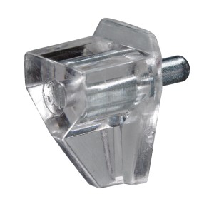 Support d'étagère Safety transparent avec ergot en acier, 20 pièces, pour étagères.