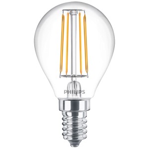 Klare Philips LED-Glühbirne in Tropfenform, E14, 40W, 2700K. Ultraeffiziente und langlebige LED.