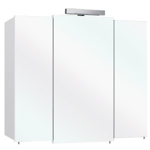 Armoire de toilette Pelipal 312, blanc, 83 cm de large, avec éclairage LED et trois portes miroir.