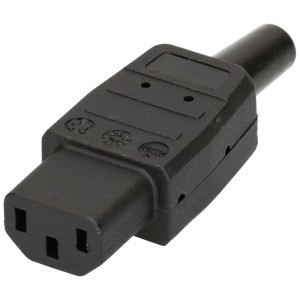 Prise d'appareil noire type 113 IEC320-C13, 3 pôles pour appareils froids.