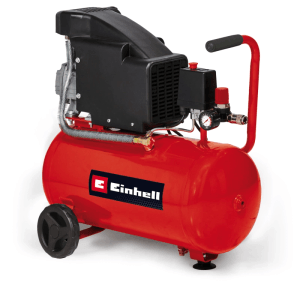 Compresseur Einhell TC-AC 190/24/8, 1500 W, rouge, avec roues et réducteur de pression.