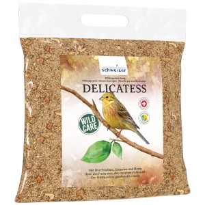 5 kg di miscela per uccelli selvatici Delicatess di Schweizer, alimento energetico per uccelli con frutta secca, gamberetti e miele.