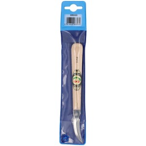 Kirschen Kerbschnitz-Messer No. 3353 in confezione blu. Coltello con manico in legno e lama curva.