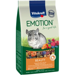 Vitakraft Emotion Beauty nourriture pour chinchillas 600g pour une peau saine et un pelage brillant.