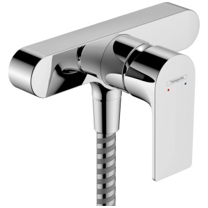 Miscelatore doccia esterno Hansgrohe Rebris E, cromo. Miscelatore monocomando per doccia con flessibile.