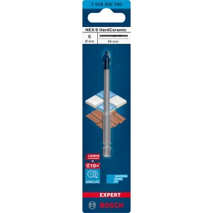 Foret à carrelage Bosch Expert HEX-9 HardCeramic, 6 mm, pour perçage précis.