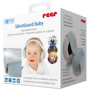 Reer SilentGuard Baby Kapselgehörschutz in Blau, verpackt im Karton.