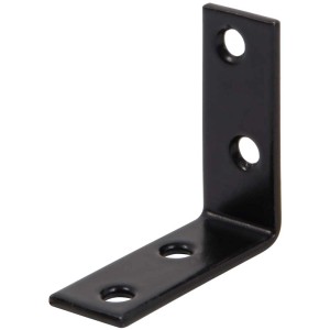 Schwarzer Stuhlwinkel aus Stahl, verzinkt, 40x15x40 mm, mit Schraublöchern für Möbelbau und Hobby.