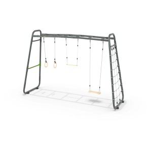 Exit Getset Monkeybar MB310 struttura da arrampicata con altalena, anelli, trapezio e rete da arrampicata.