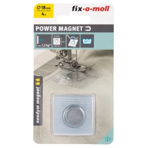 Fix-o-moll Magneti al neodimio da cucire, 4 pezzi, argento, in custodia di plastica.