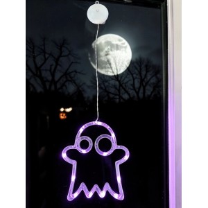 Fantasma LED viola con ventosa sulla finestra, decorazione di Halloween.