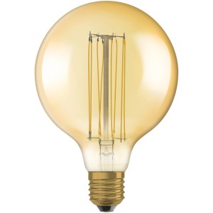 Ampoule LED Osram E27 forme globe, teintée or, 8,8W. Lampe LED décorative pour espaces de vie.