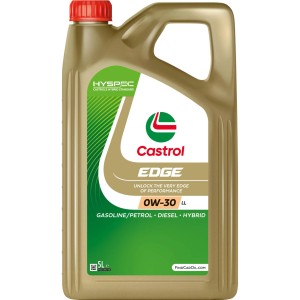 Olio motore Castrol Edge 0W-30 LL, tanica da 5 litri per motori benzina, diesel e ibridi.