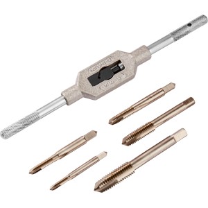 Jeu de tarauds LUX Comfort M4-M10, 6 pièces avec tourne-à-gauche, pour filetages intérieurs.