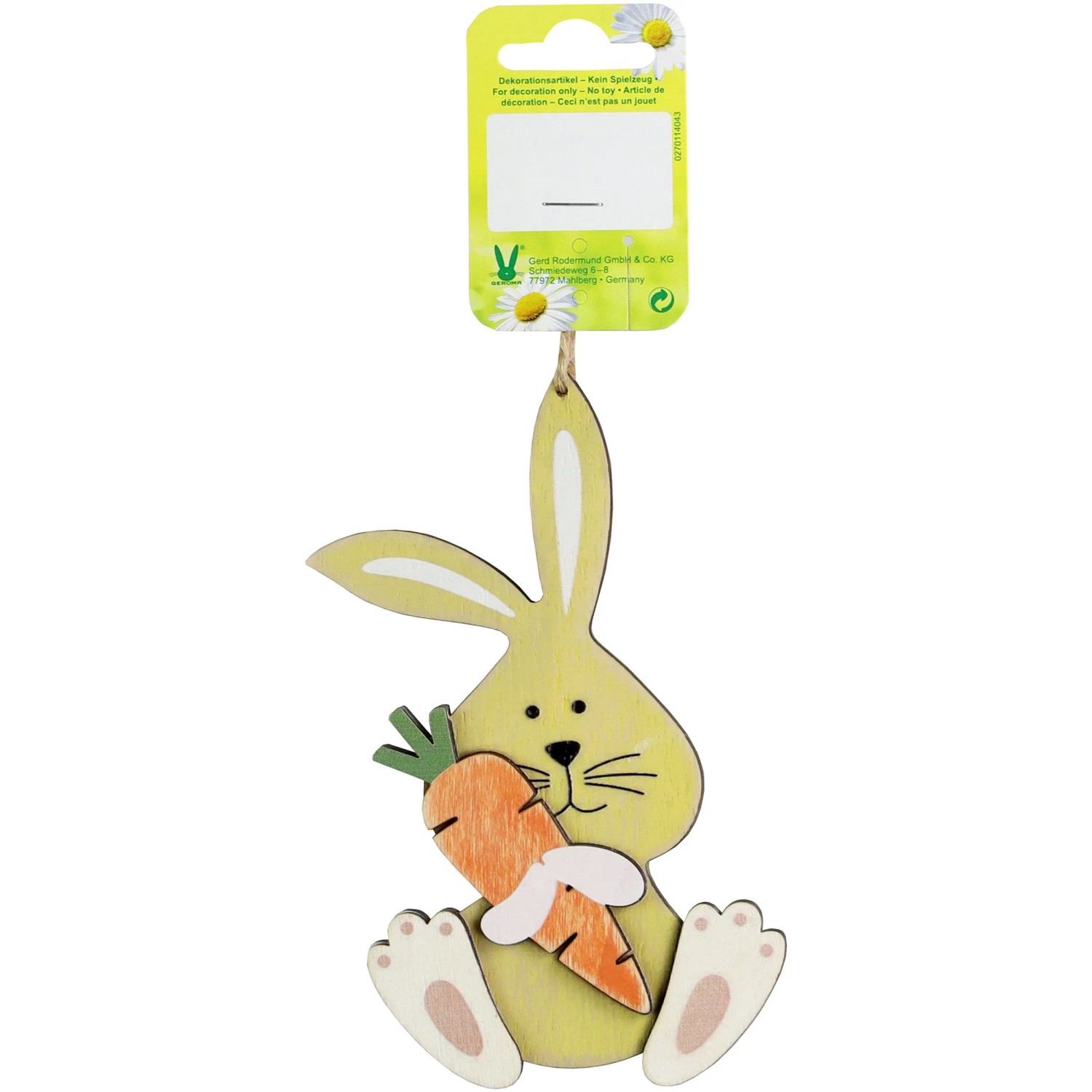 Figurine Lapin Bois Décor Pâques - Ornement Bureau Creux 17,8x10,8 Cm, Déco Maison Et Jardin