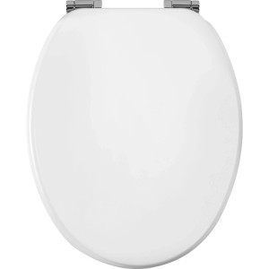 Abattant WC baliv Deluxe Hastings blanc avec fermeture amortie et noyau en bois.