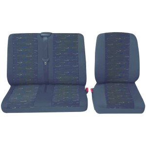 Coprisedile Sprinter 2 pezzi nero/blu per sedile conducente e doppio, interni.