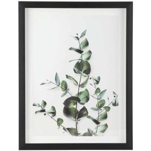 Tableau Eglo Roberval avec motif eucalyptus dans un cadre noir, 32,5x42,5cm.