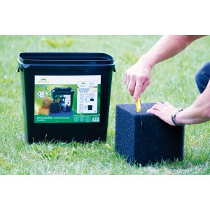 Cubo filtrante Heissner 20 cm per prefiltraggio pompa laghetto, ritagliabile.