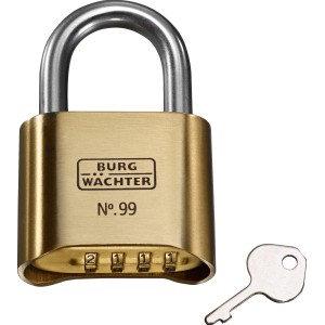 Burg-Wächter Zahlenschloss 99 50 SB aus Edelstahl mit Schlüssel zum Code ändern.