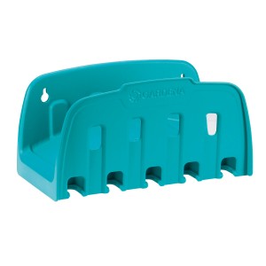 Supporto per tubo da parete Gardena in plastica turchese. Porta tubo per montaggio a parete.