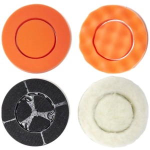 Kit de polissage Batavia pour Twin Brush, 4 pièces : Tampons en mousse et laine pour le traitement des sols.