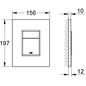 Placca di comando WC Grohe QuickFix Even cromata, dimensioni 156x197mm, per doppio scarico.
