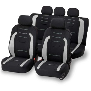 Set coprisedili nero-bianco da 14 pezzi per interni auto.