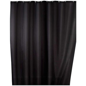 Schwarzer Wenko Anti-Schimmel Duschvorhang aus Polyester, 180x200 cm.