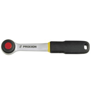 Cricchetto standard Proxxon 10 mm (3/8") con manico nero e funzione di inversione.