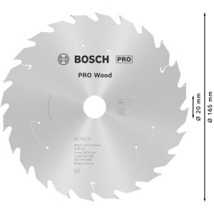 Lama sega circolare Bosch Standard per legno, Ø 165 mm, 24 denti. Ottima per seghe a batteria e troncatrici.