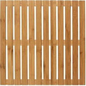 Tapis de bain carré Wenko en bambou, 50x50 cm, pour bain et douche.