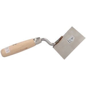 Spatule d'angle extérieur Schwan, largeur 80 mm, avec manche en bois et lame en acier inoxydable.