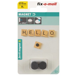Aimants ferrite Fix-o-moll, 8 pièces, Ø 15mm, pour bricolage et décoration avec dos adhésif.