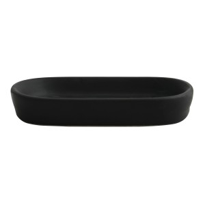 Portasapone MSV Maonie, nero opaco, in ceramica, forma ovale. Accessori bagno eleganti per il tuo bagno.