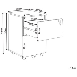 Beliani Armoire de bureau Johnson à roulettes blanche 62 x 40 x 40 cm