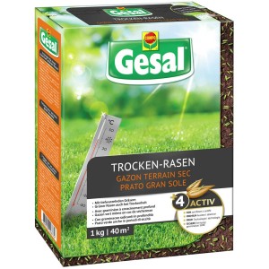 Gesal Gazon sec 1kg : Semences pour zones sèches, avec coloration verte.
