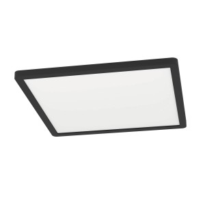 Plafonnier LED carré noir Eglo Expert Minerario, 29x29 cm, pour pièces humides.