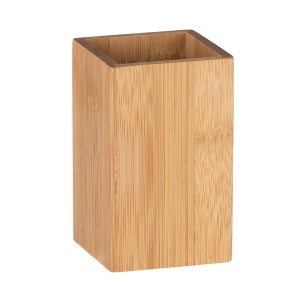Portaspazzolino WENKO Padua in bambù, quadrato, per bagno e WC.