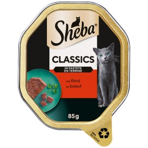 Sheba Classics Katzen-Nassfutter Pastete Rind, 85g Schale.