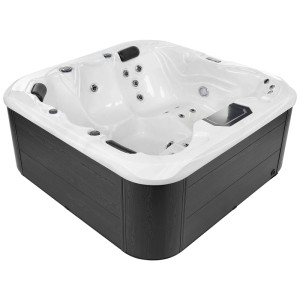 Spa extérieur Beliani Lastarria gris pour 5 personnes avec cuve blanche et buses de massage.