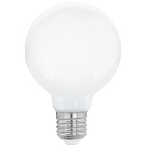 Lampadina LED dimmerabile Eglo G80 con attacco E27, RGB e Zigbee. Vetro bianco.