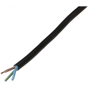 Câble TD noir H05VV-F3G1 au mètre, adapté aux branchements électriques.