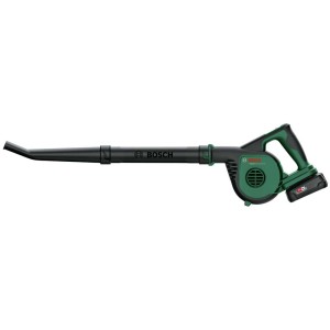Soffiatore a batteria Bosch UniversalLeafBlower 18V-130 con batteria. Leggero e compatto.