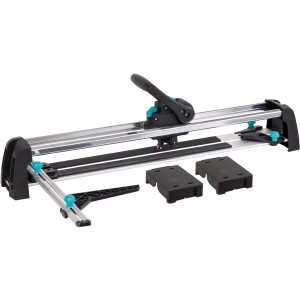 Tagliapiastrelle wolfcraft TC 670 Expert con accessori per tagli precisi.