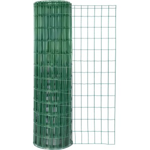 Rete metallica verde Alberts Fix-Clip Pro, alta 102 cm, lunga 25 m, arrotolata e un pezzo srotolato.