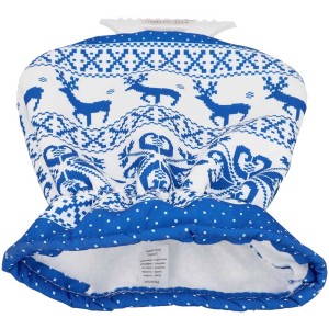 Grattoir à glace avec gant à motif norvégien bleu et blanc. Protection contre le gel pour pare-brise.